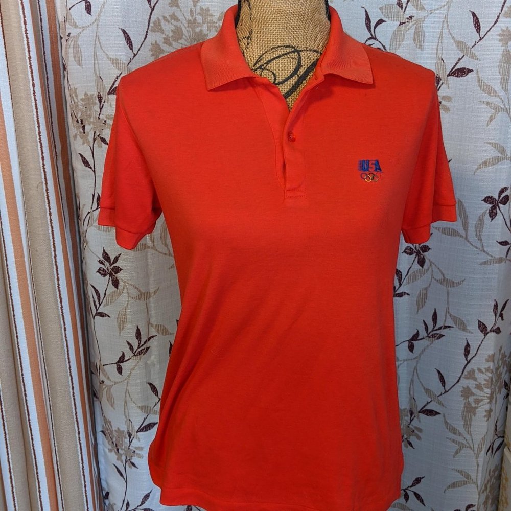 Tagless Orange USA Polo Shirt